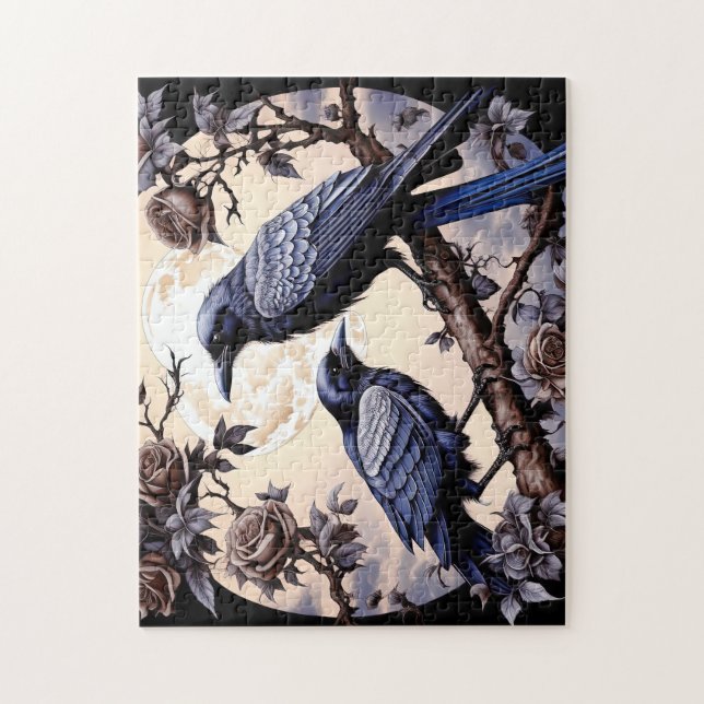 Happy Halloween Ravens And Roses Puzzle (Vertikal)