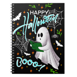 Happy Halloween reading ghost Notizblock
