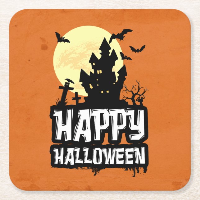 Happy Halloween Rechteckiger Pappuntersetzer (Vorderseite)