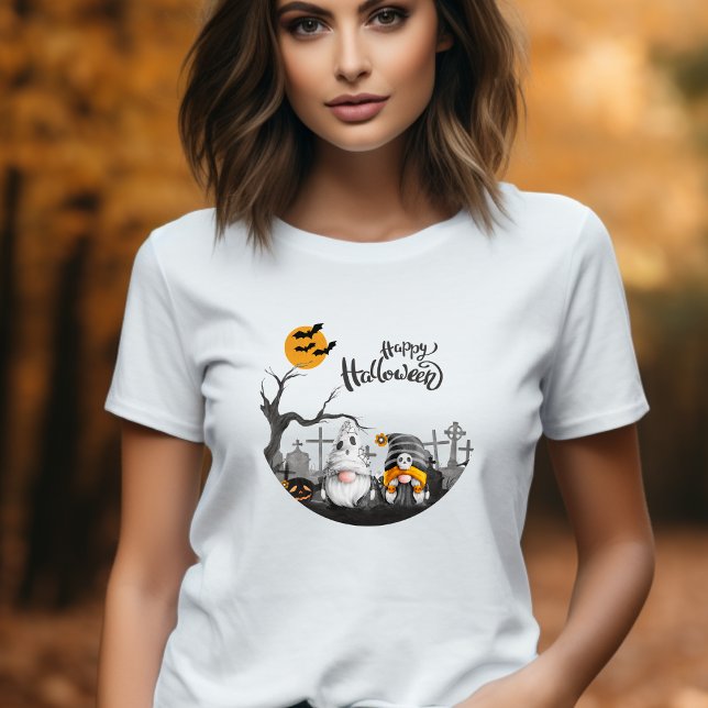 Happy Halloween Retro Gnomes im Friedhof T-Shirt (Von Creator hochgeladen)