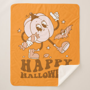 Happy Halloween  Retro Polka Dot Pumpkin Sherpadecke