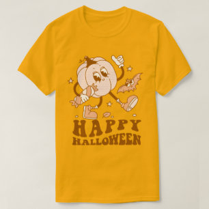 Happy Halloween Retro Polka Dot Pumpkin T-Shirt