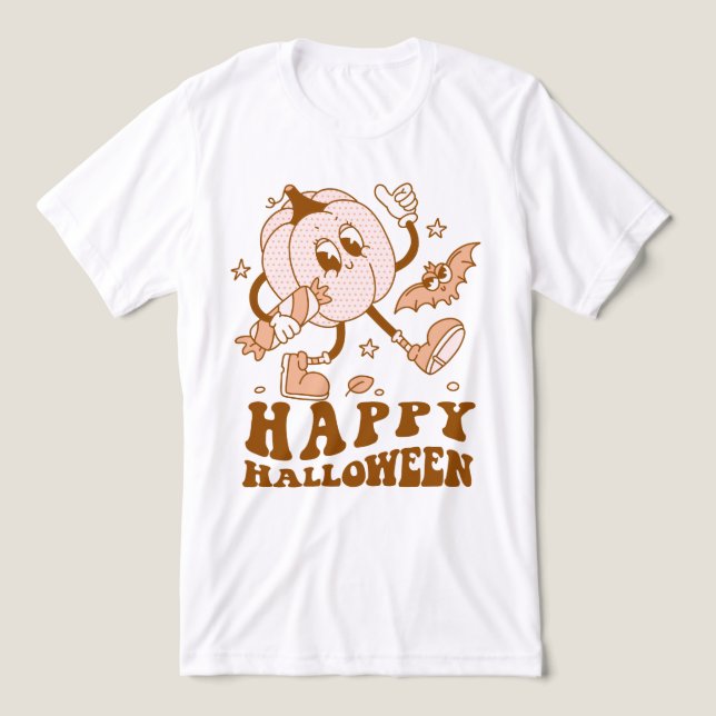 Happy Halloween| Retro Polka Dot Pumpkin Tri-Blend Shirt (Design Vorderseite)