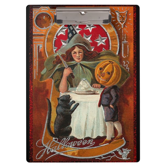 Happy Halloween Retro Poster Klemmbrett (Vorderseite)