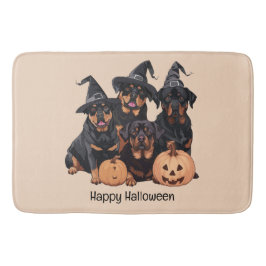 Happy Halloween Rottweiler Hunde Kürbislaterne Badematte