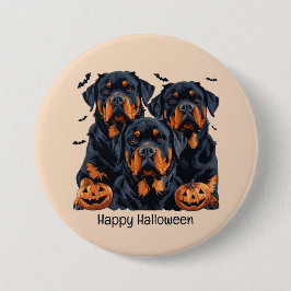 Happy Halloween Rottweiler Hunde Kürbislaterne Button