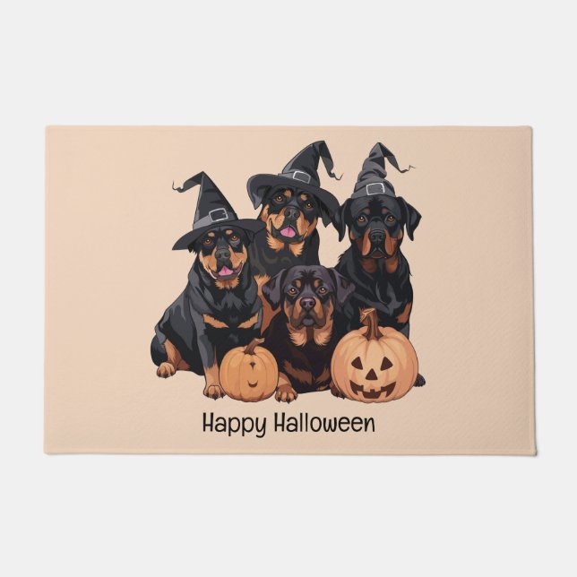 Happy Halloween Rottweiler Hunde Kürbislaterne Fußmatte (Vorderseite)