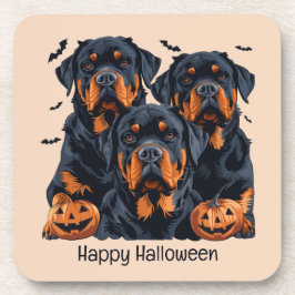 Happy Halloween Rottweiler Hunde Kürbislaterne Getränkeuntersetzer