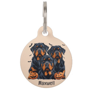 Happy Halloween Rottweiler Hunde Kürbislaterne Haustiermarke