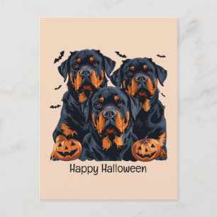 Happy Halloween Rottweiler Hunde Kürbislaterne Postkarte