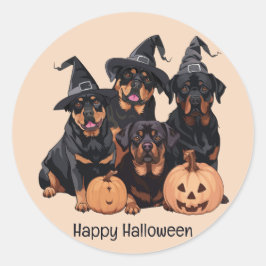 Happy Halloween Rottweiler Hunde Kürbislaterne Runder Aufkleber