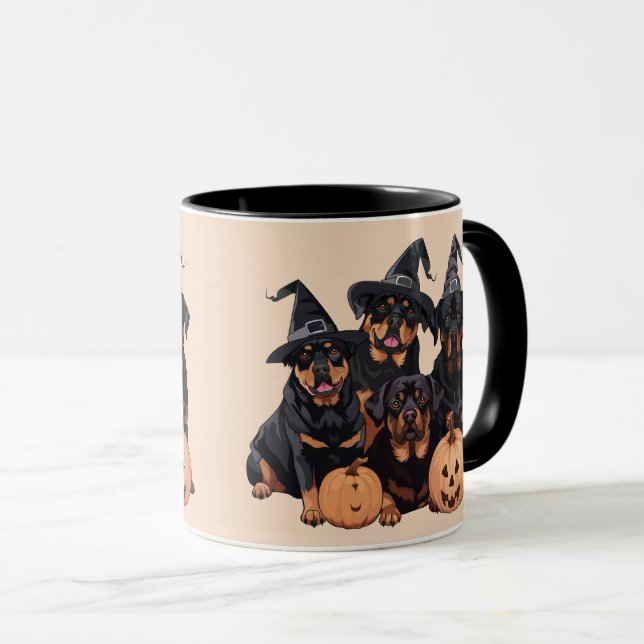Happy Halloween Rottweiler Hunde Kürbislaterne Tasse (VorderseiteRechts)