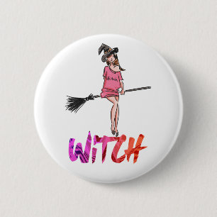 Happy Halloween Rotzen auf Broom Button