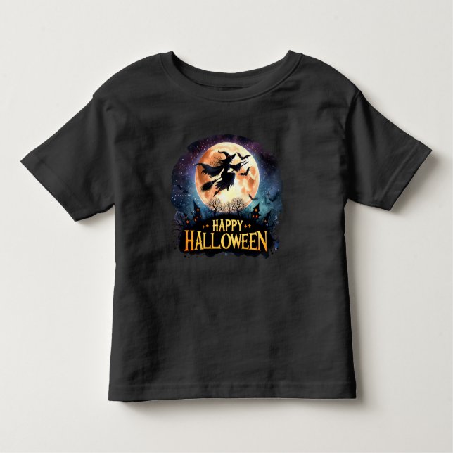 Happy Halloween - Rotzunge auf dem Broom Kleinkind T-shirt (Vorderseite)