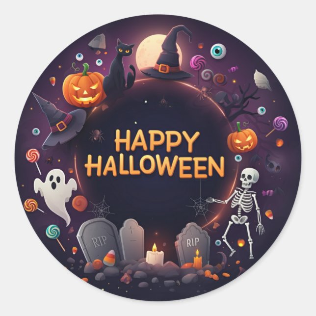 Happy Halloween Round Sticker (Vorderseite)
