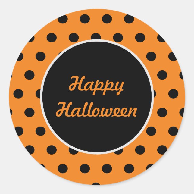Happy Halloween Round Stickers (Orange & Black) (Vorderseite)