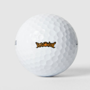 Happy Halloween Ruby Eye Pumpkin Silver Frame Golfball