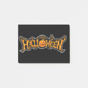 Happy Halloween Ruby Eye Pumpkin Silver Frame Post-it Klebezettel