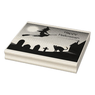 Happy Halloween Scene-Rubber-Briefmarke Gummistempel