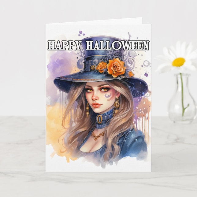 Happy Halloween | Schöne Majestic Hexe Karte (Kleine Pflanze)