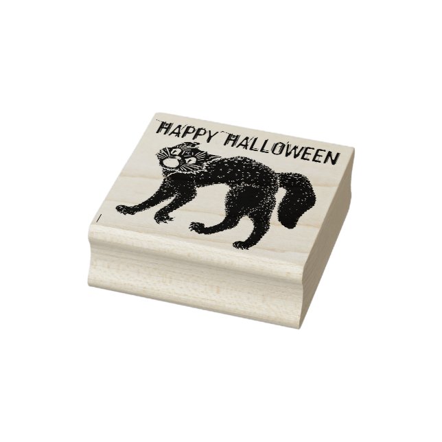 Happy Halloween schreit schwarze Katze Gummistempel (Stempel)