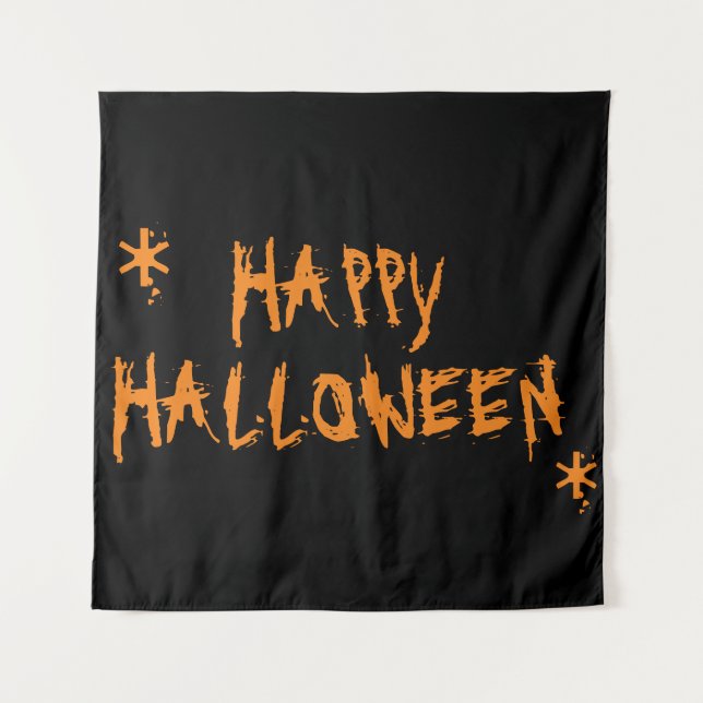 Happy Halloween Schwarz beängstigend Wandteppich (Vorderseite)