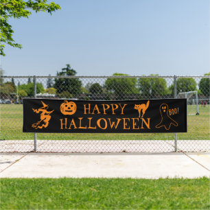 Happy Halloween Schwarz-Orange-Einrichtung Banner