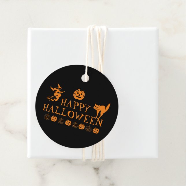 Happy Halloween Schwarz-Orange-Geschenk Geschenkanhänger (Beispiel)