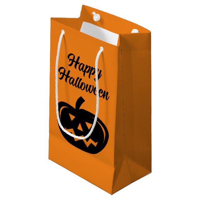 Happy Halloween Schwarz-Orange Jack eine Laterne Kleine Geschenktüte (Vorderseite Schrägansicht)