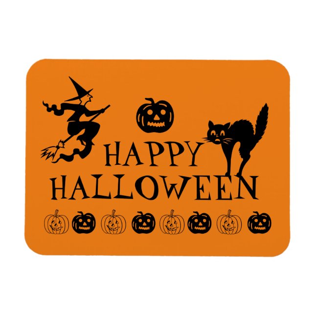 Happy Halloween schwarz-orange Leckerbissen Magnet (Horizontal)