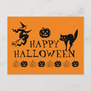 Happy Halloween schwarz-orange Leckerbissen Postkarte
