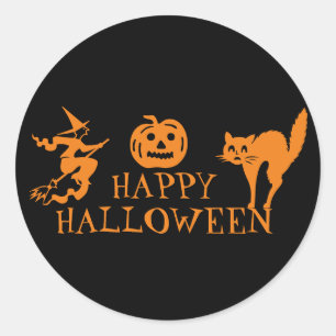 Happy Halloween schwarz-orange Leckerbissen Runder Aufkleber