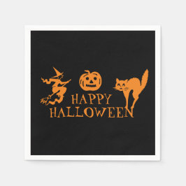 Happy Halloween Schwarz-Orange-Papier Serviette