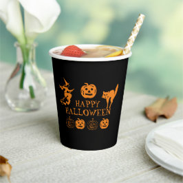 Happy Halloween Schwarz-Orange-Party Pappbecher