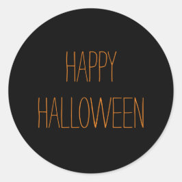 Happy Halloween schwarz-orange spukhaft handschrif Runder Aufkleber