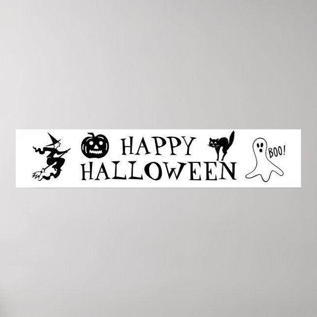 Happy Halloween Schwarz-Weiß-Poster Poster (Vorne)