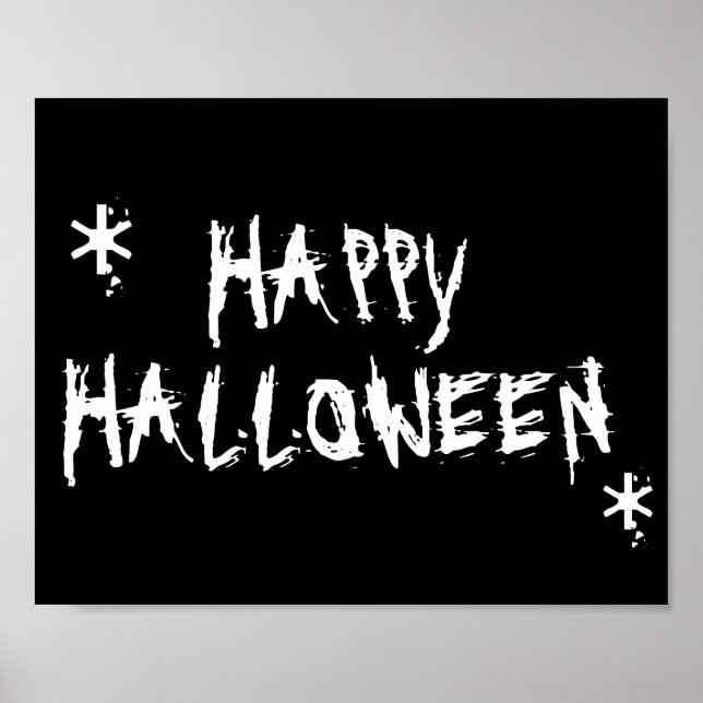 Happy Halloween Schwarz-weiße beängstigende Typogr Poster (Vorne)