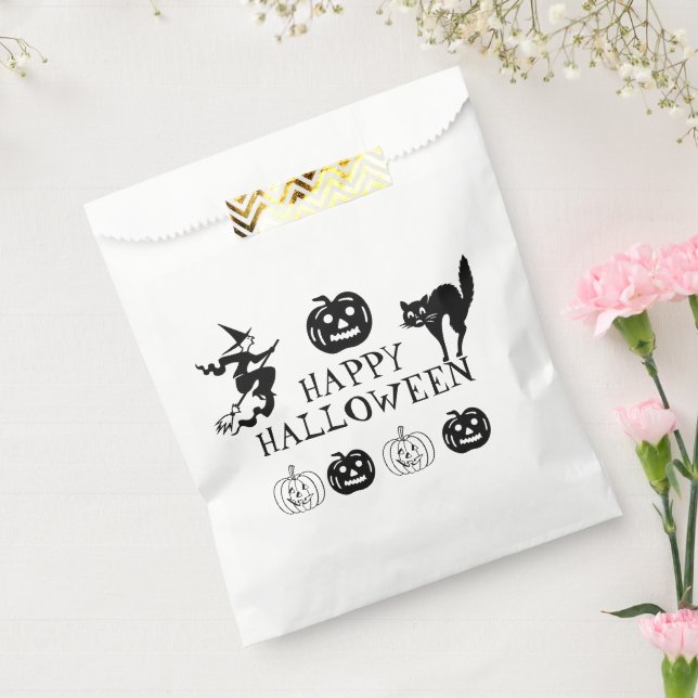 Happy Halloween Schwarz-weiße Leckerei Geschenktütchen (Versiegelt)
