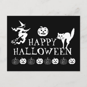 Happy Halloween Schwarz-weiße Leckerei Postkarte