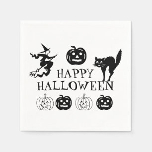 Happy Halloween Schwarz-weiße Leckerei Serviette