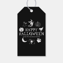 Happy Halloween Schwarz-weißer individuelle Name s Geschenkanhänger