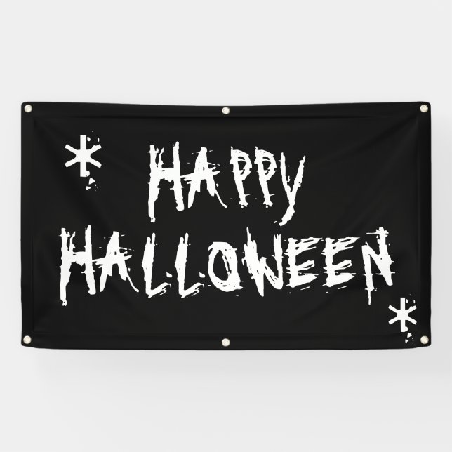 Happy Halloween Schwarz-weißes beängstigendes spri Banner (Horizontal)