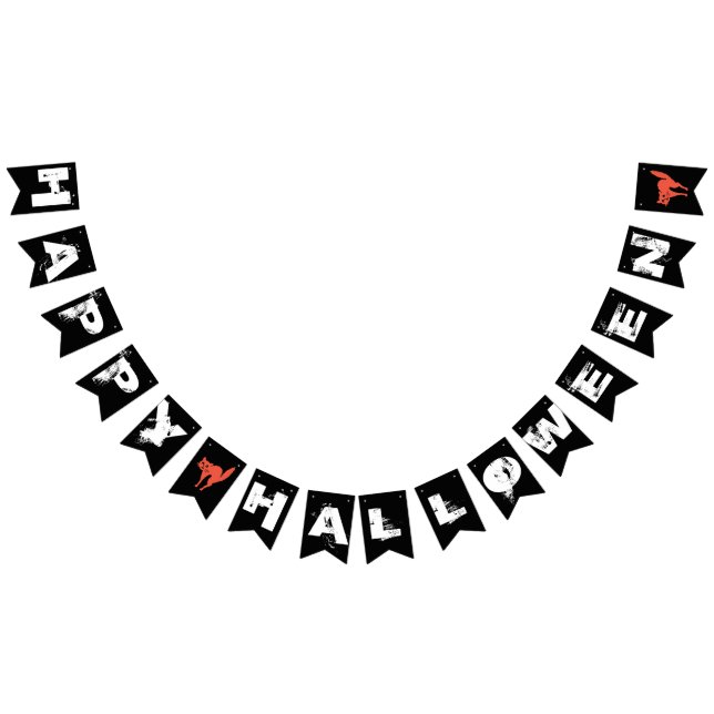 Happy Halloween Schwarz-weißes Orange Party Wimpelkette (Alle)
