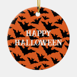 Happy Halloween schwarze Fledermäuse Orangenhahn Keramik Ornament