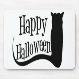 "HAPPY HALLOWEEN" SCHWARZE KATZE MOUSEPAD