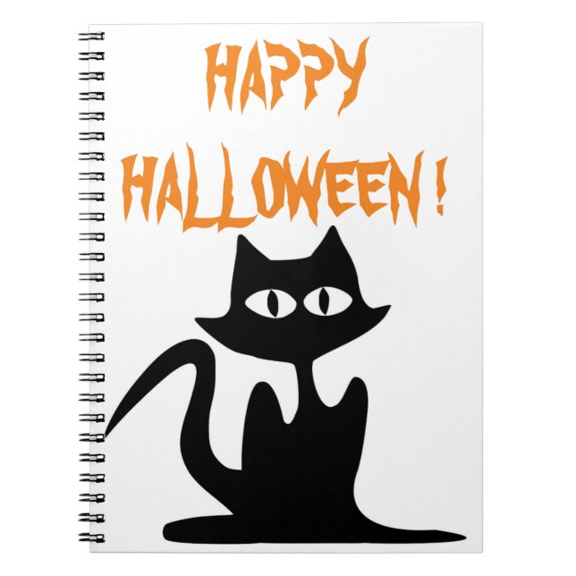 "HAPPY HALLOWEEN" SCHWARZE KATZE NOTIZBLOCK (Vorderseite)