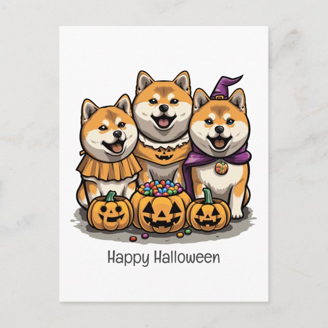 Happy Halloween Shiba Inu Hunde Postkarte (Vorderseite)