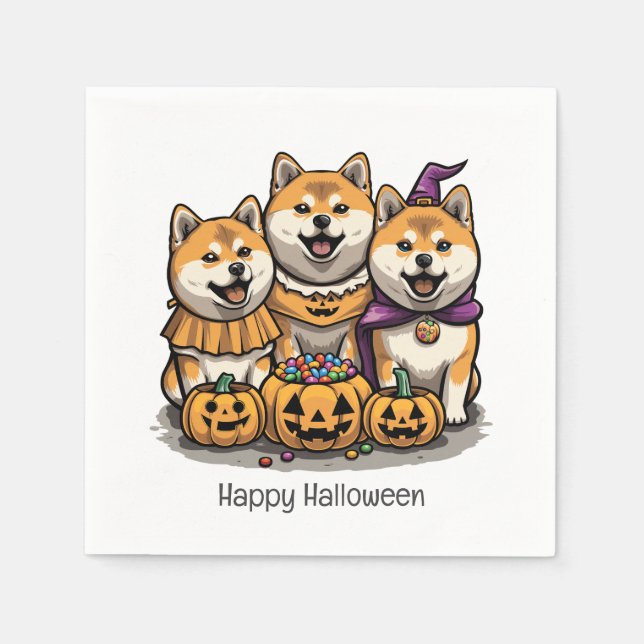 Happy Halloween Shiba Inu Hunde Serviette (Vorderseite)