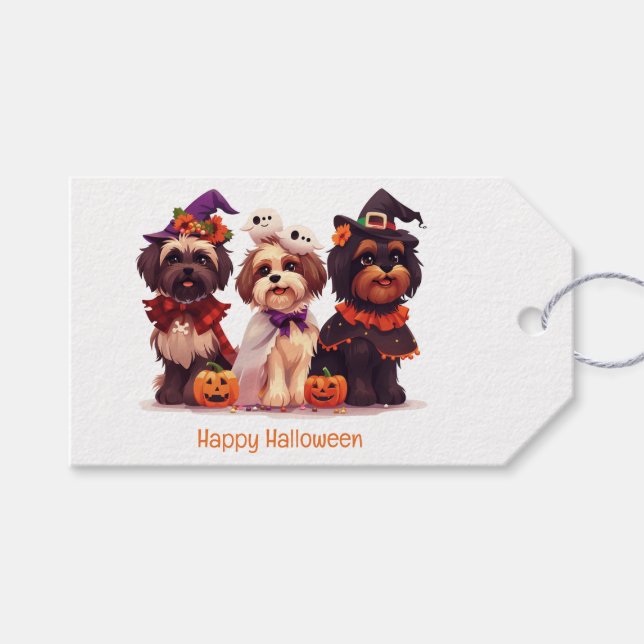 Happy Halloween Shih Tzu Dogs Geschenkanhänger (Vorderseite (Horizontal))