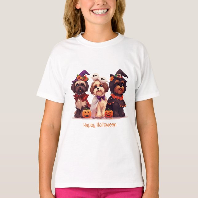 Happy Halloween Shih Tzu Dogs T-Shirt (Vorderseite)